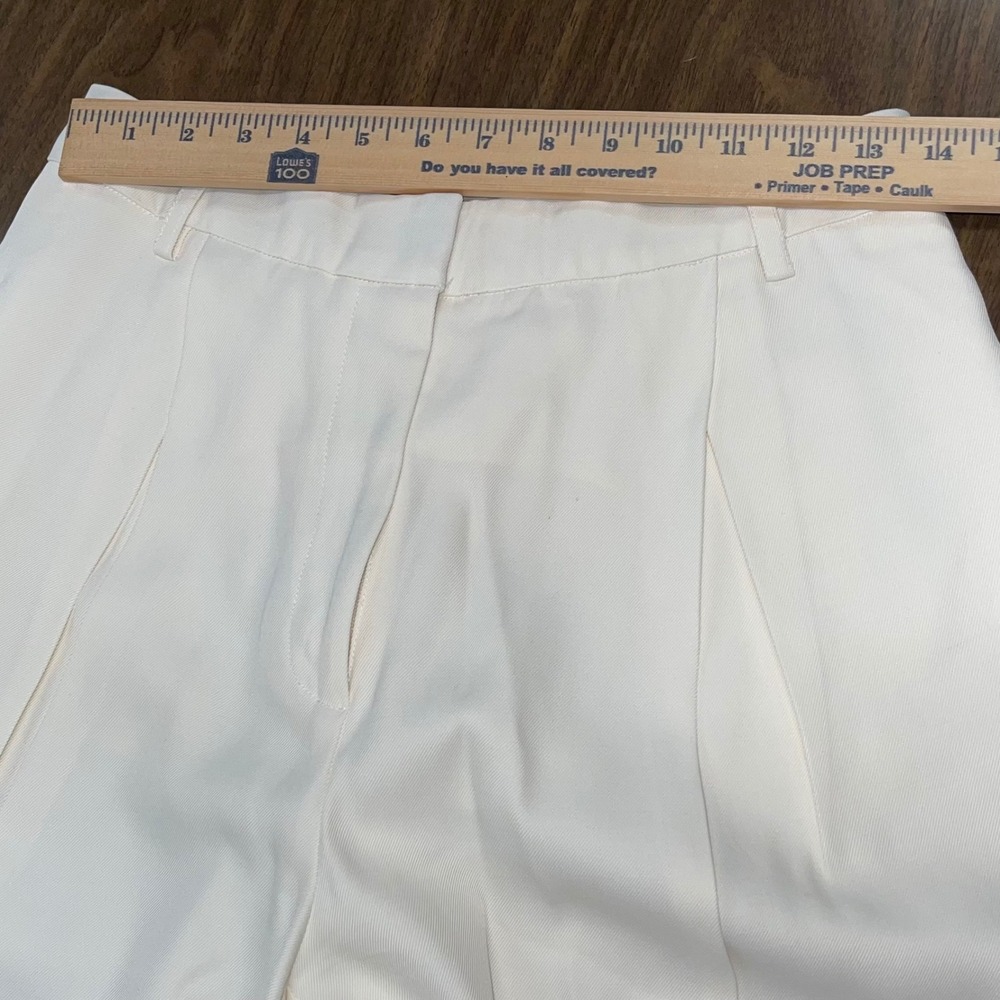 CO Collection Ivory Wide Leg Pleated Trousers Italian Viscose Wool Blend Size 8 - Picture 14 of 15